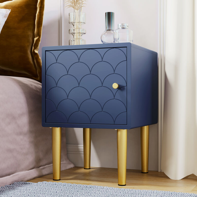 foto del prodotto comodino, certificato fsc , comodino, blu navy, tavolino da divano adatto per letto e camera da letto 50x35x35 cm