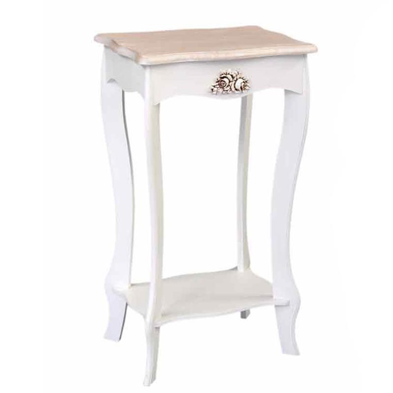 foto del prodotto comodino charm con ripiano crema 40 x30x70cm in volore bianco