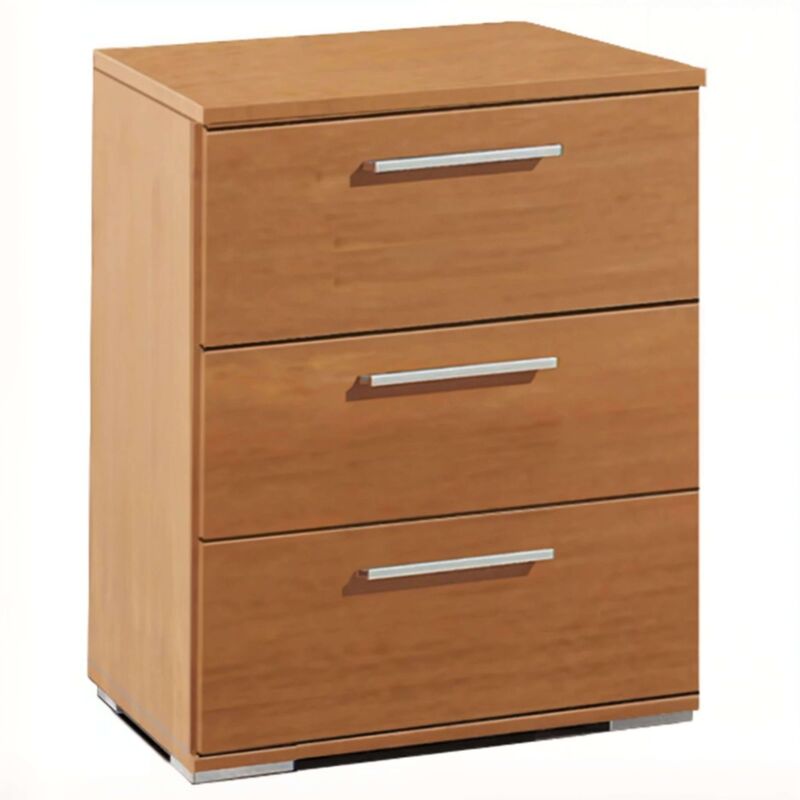 foto del prodotto comodino classico a 2 o 3 cassetti in melaminico color ciliegio per camera da letto moderna