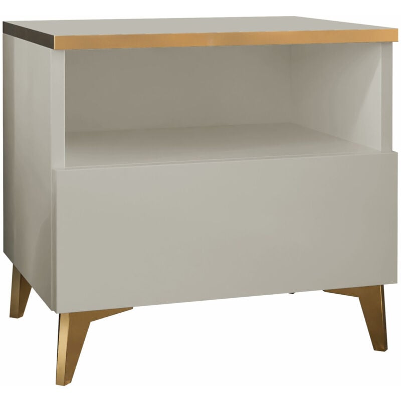foto del prodotto comodino comfivo virfera 105, beige lucidare beige, numero di cassetti 0, il numero di porte 0, 50x50x40cm, truciolare laminato, pannello di