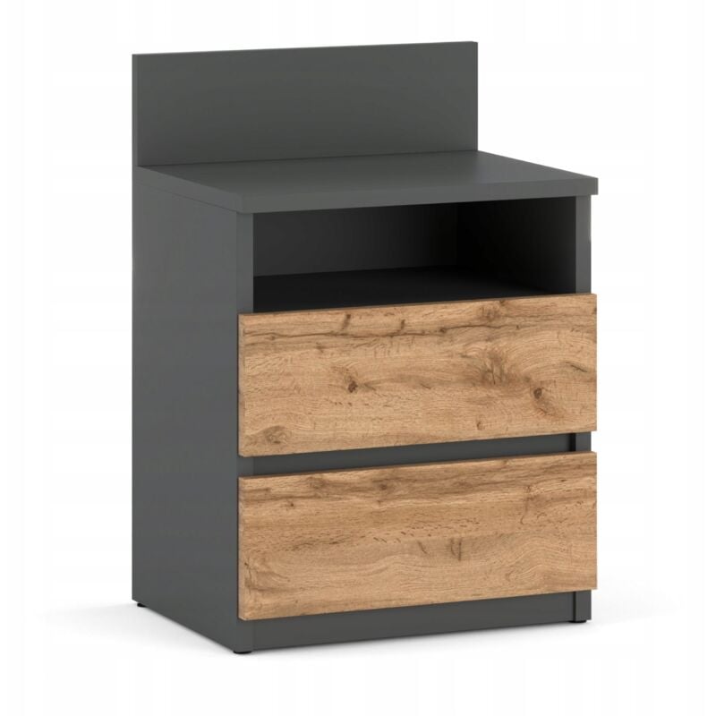 foto del prodotto comodino comodino 40 cm rovere grigio wotan 2 cassetti mensola per camera da letto