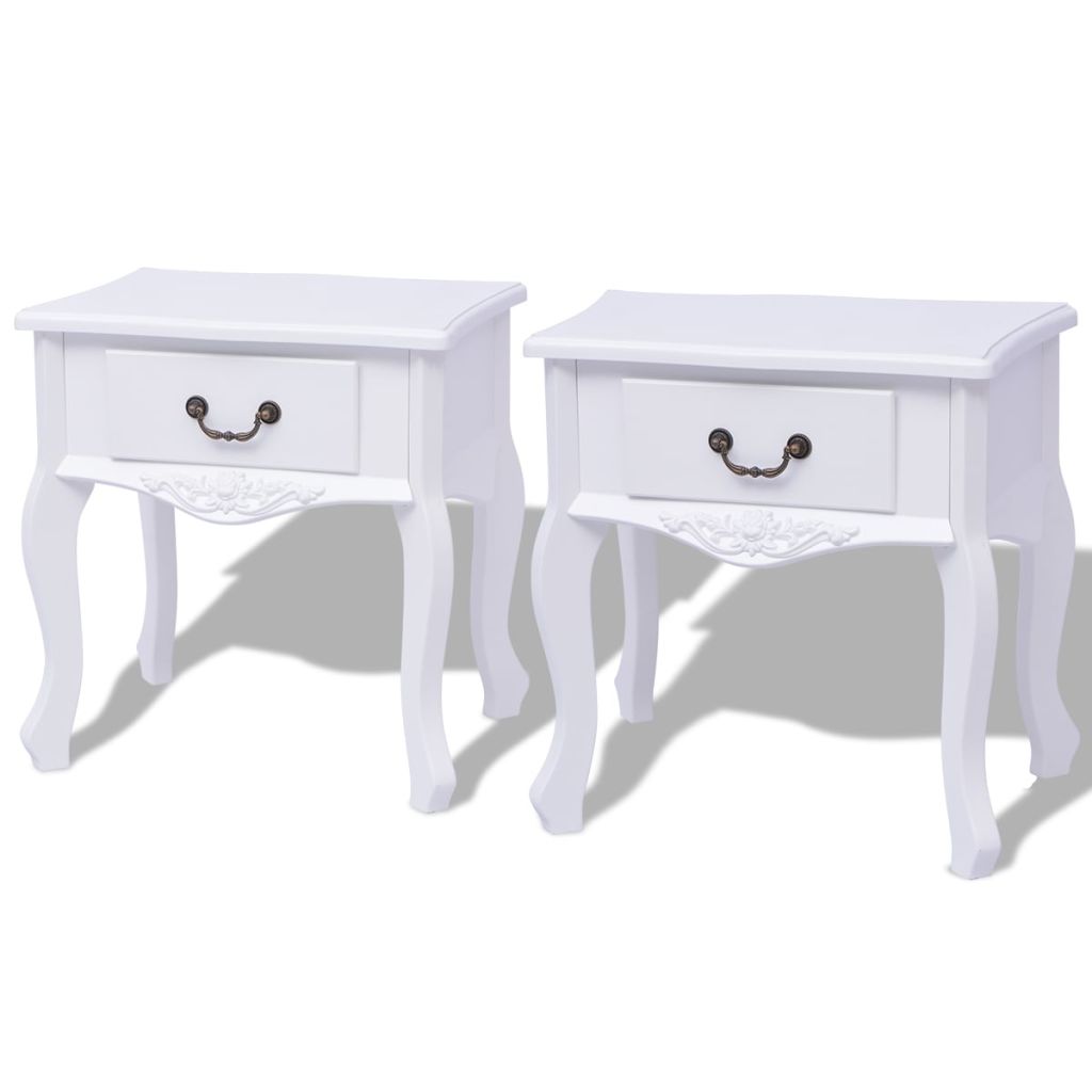 immagine 0 del prodotto comodino comodino cassettiera armadio mobili camera da letto 2 pz mdf bianco 1402181