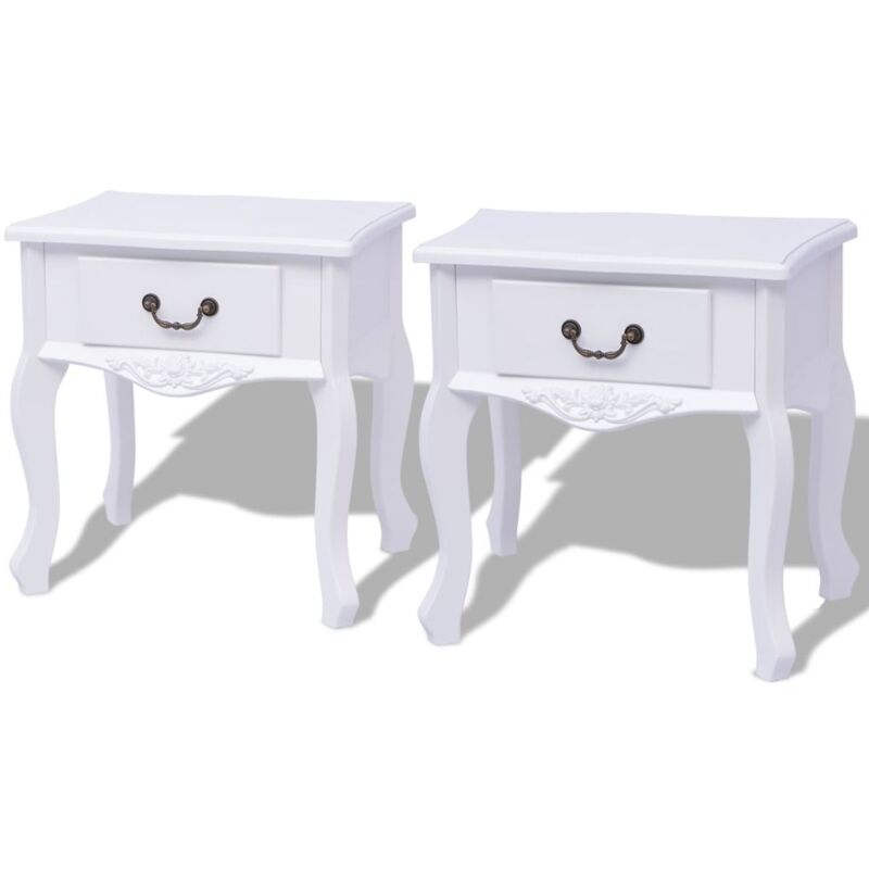 foto del prodotto comodino comodino cassettiera armadio mobili camera da letto 2 pz mdf bianco