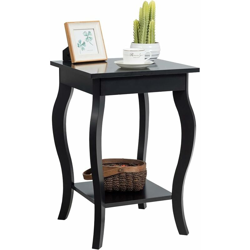 foto del prodotto comodino, comodino da divano a 2livelli, tavolino per la camera da letto, capacit di peso di 17 kg, 40 x 40 x 60 cm 1, nero costway