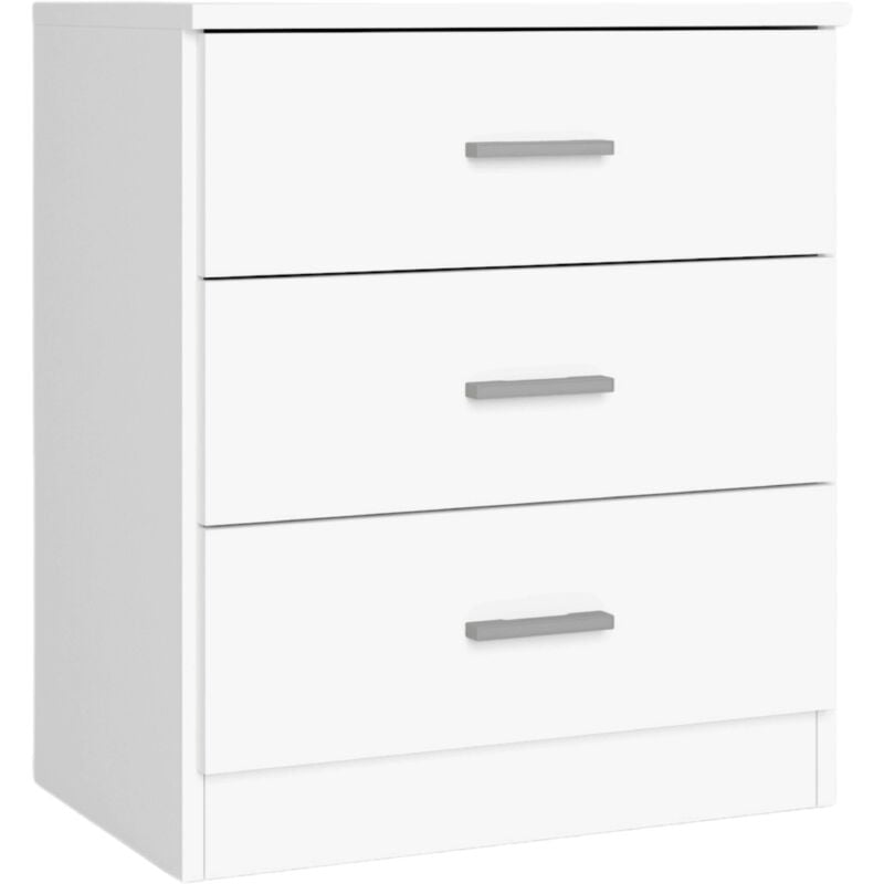 foto del prodotto comodino, comodino, mobile contenitore 3 cassetti camera da letto bianco opaco 50x58x33 cm