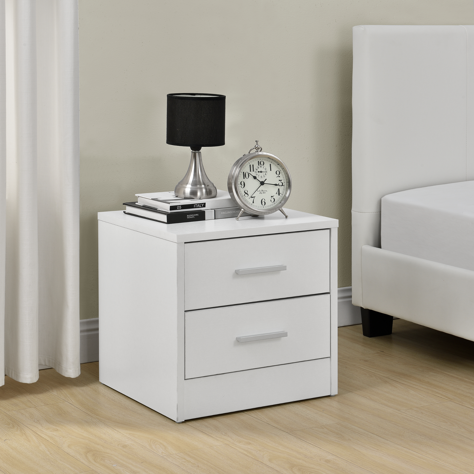 foto del prodotto comodino con 2 cassetti 38 x 34 x 37 cm bianco en.casa 