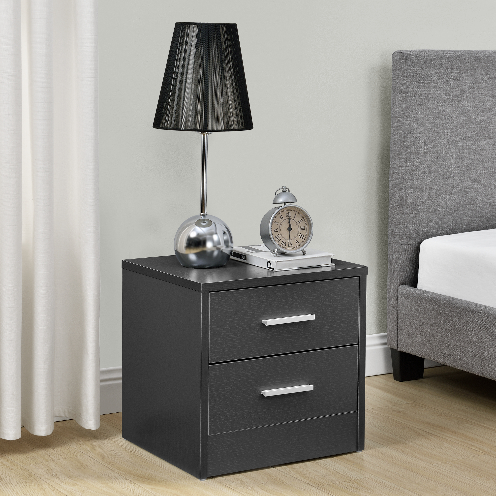 foto del prodotto comodino con 2 cassetti 38 x 34 x 37 cm grigio en.casa 