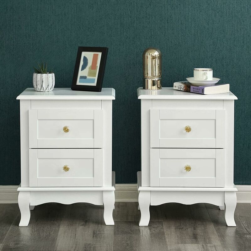 foto del prodotto comodino con 2 cassetti bianco, comodino, comodino, ripiano , legno 2 x 38,5 x 52,5 x 30,5 cm l x a x p 