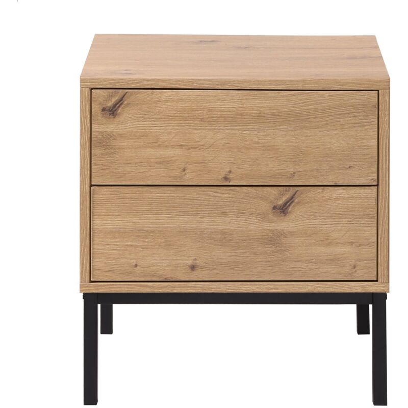 foto del prodotto comodino con 2 cassetti, decorazione rovere, altezza 50 cm lenny