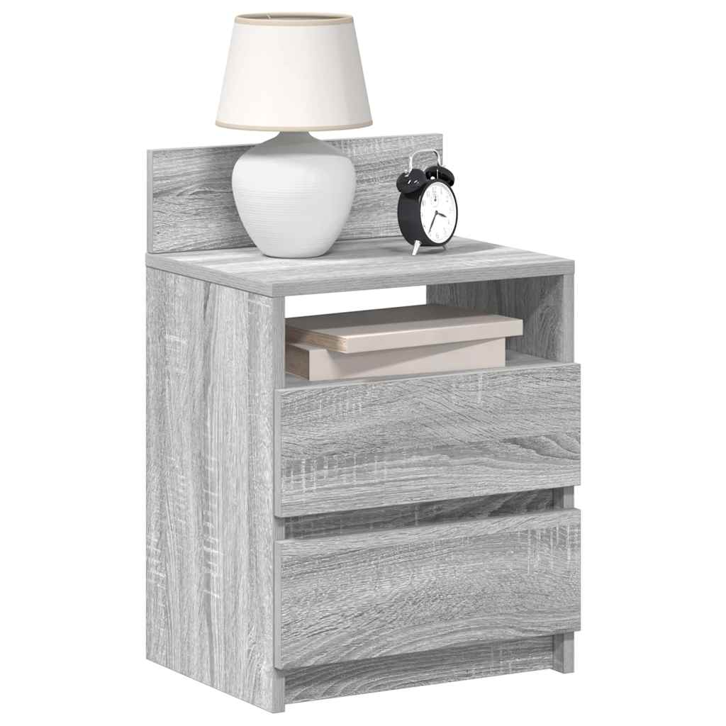 foto del prodotto comodino con 2 cassetti grigio sonoma 40x33x60 cm