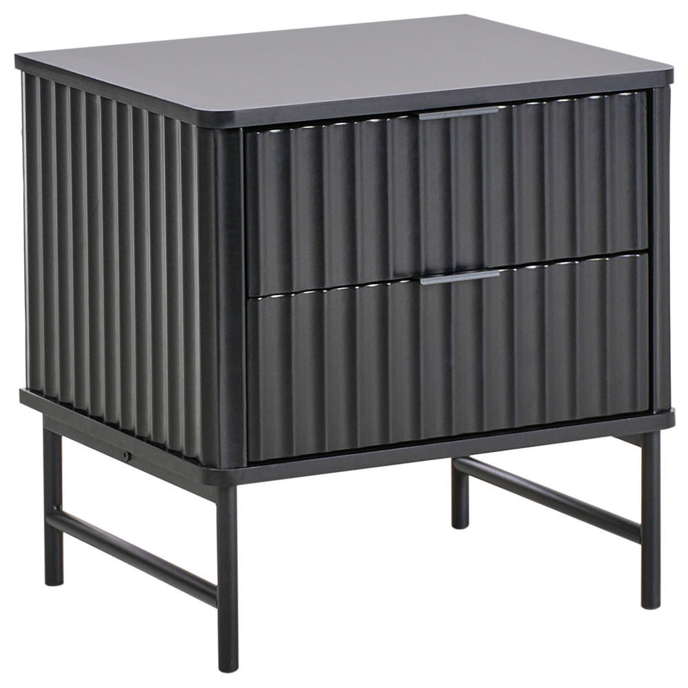foto del prodotto comodino con 2 cassetti nero stile moderno