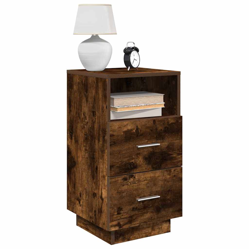 foto del prodotto comodino con 2 cassetti rovere fumo 36x36x68 cm