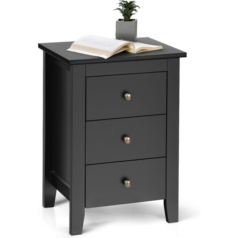 foto del prodotto comodino con cassetti, 4 gambe e manico, tavolino laterale per camera da letto, salotto, 46 x 37 x 65 cm, design moderno 1 pezzo, nero goplus