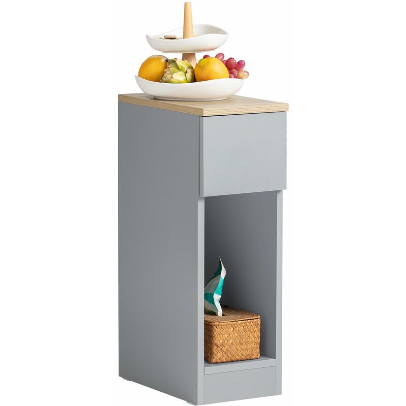 foto del prodotto comodino con cassetto per letto a molle 20x60x35 cm sobuy grigio fbt111 hg