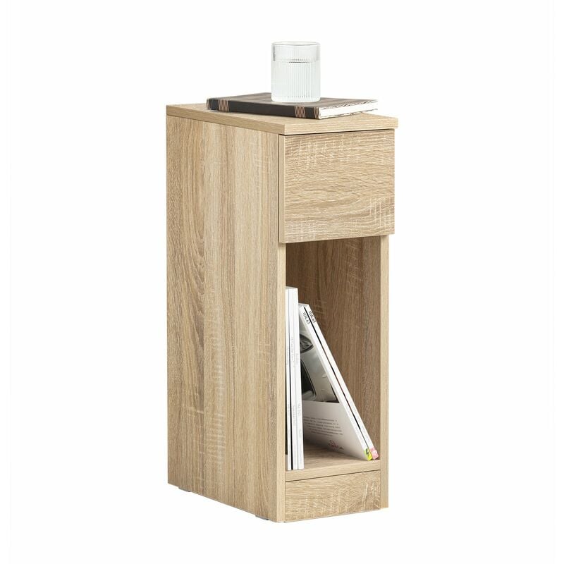 foto del prodotto comodino con cassetto per letto a molle 20x60x35 cm sobuy naturale fbt111 n