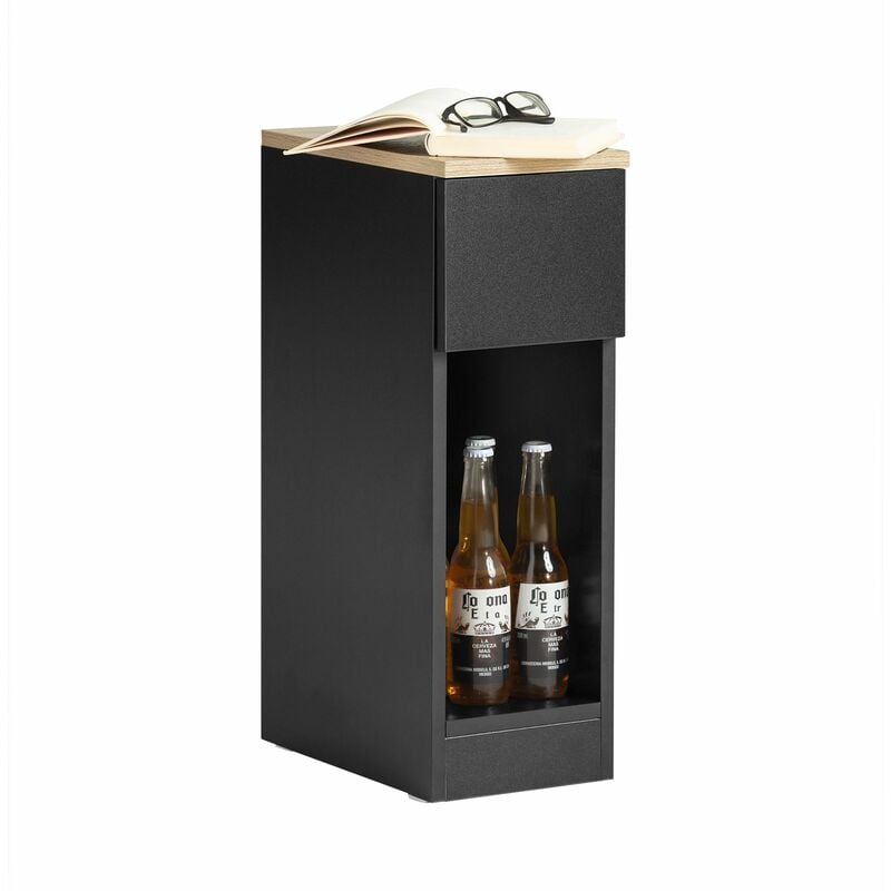 foto del prodotto comodino con cassetto per letto a molle 20x60x35 cm sobuy nero fbt111 sch