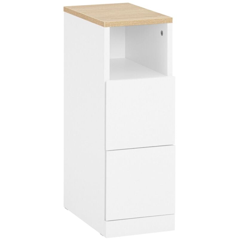 foto del prodotto comodino con cassetto tavolino divano tavolino stretto bianco naturale 20x35x60 cm fbt149 wn sobuy