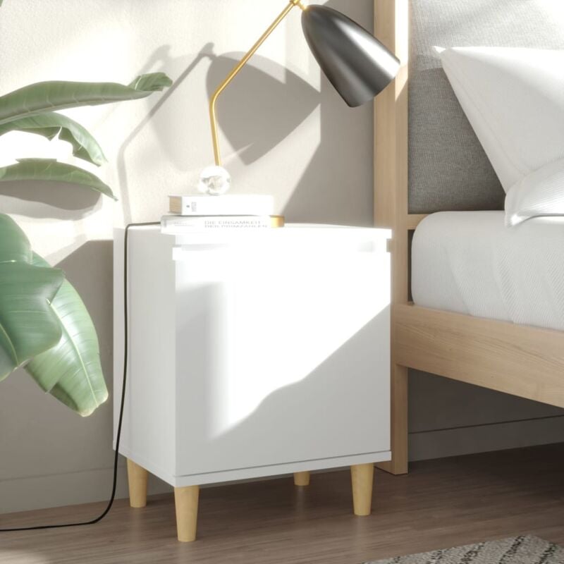 foto del prodotto comodino con gambe in legno massello bianco 40x30x50 cm vidaxl