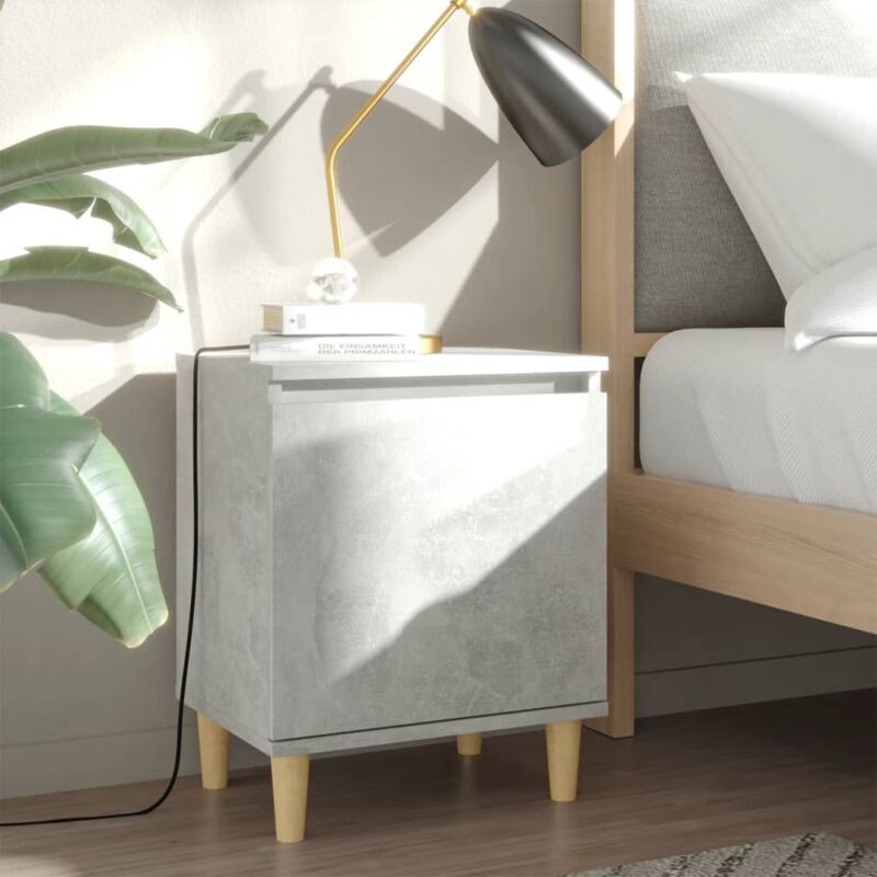 foto del prodotto comodino con gambe in legno massello grigio cemento 40x30x50 cm vidaxl