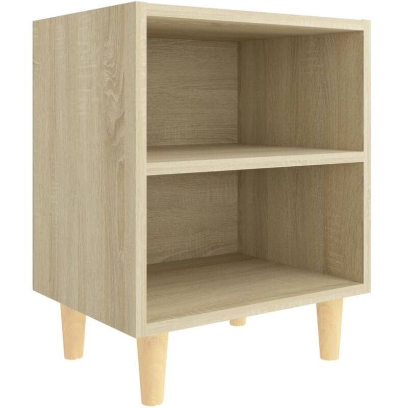 foto del prodotto comodino con gambe in legno massello rovere sonoma 40x30x50cm - vidaxl
