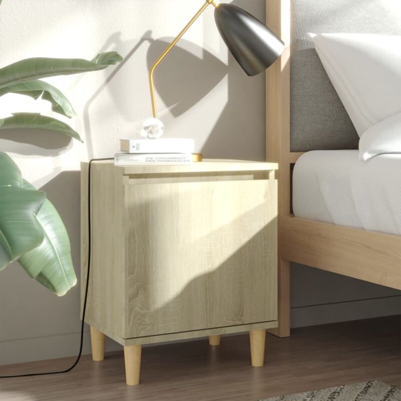 foto del prodotto comodino con gambe in legno massello rovere sonoma 40x35x50cm vidaxl