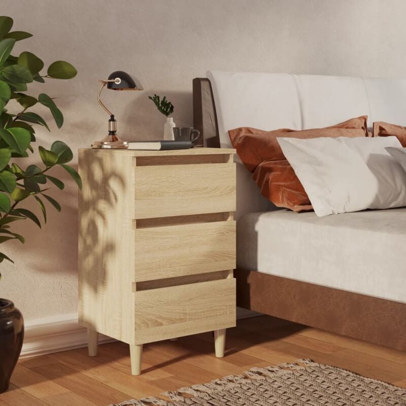 foto del prodotto comodino con gambe in legno massello rovere sonoma 40x35x69 cm vidaxl