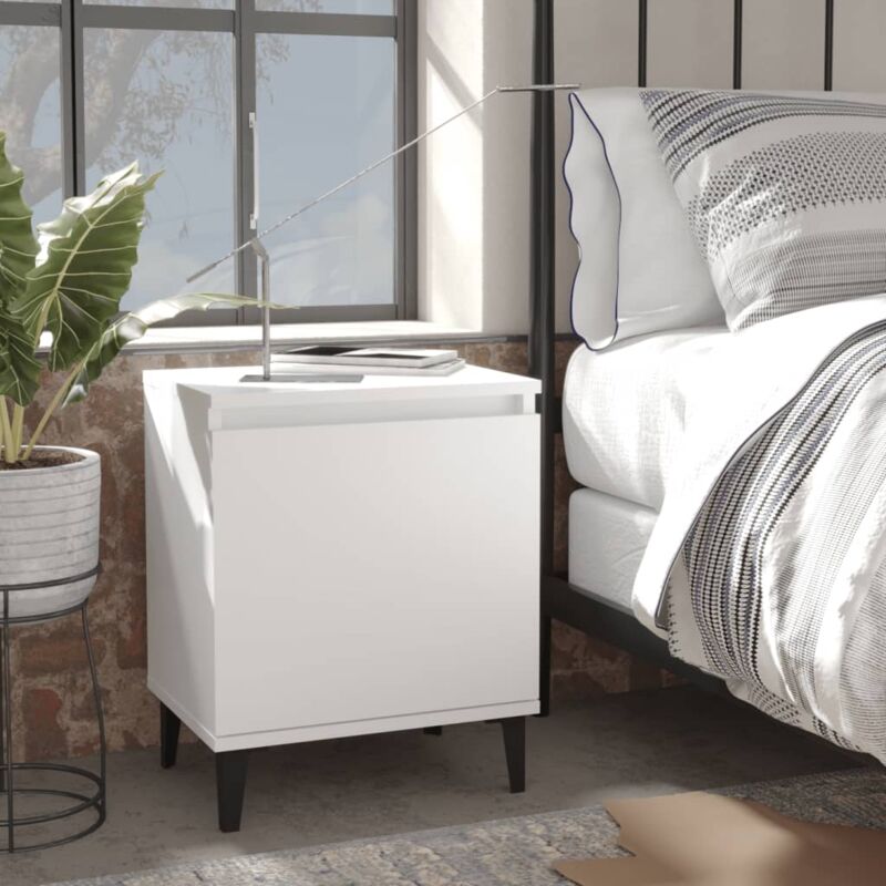 foto del prodotto comodino con gambe in metallo bianco 40x30x50 cm vidaxl
