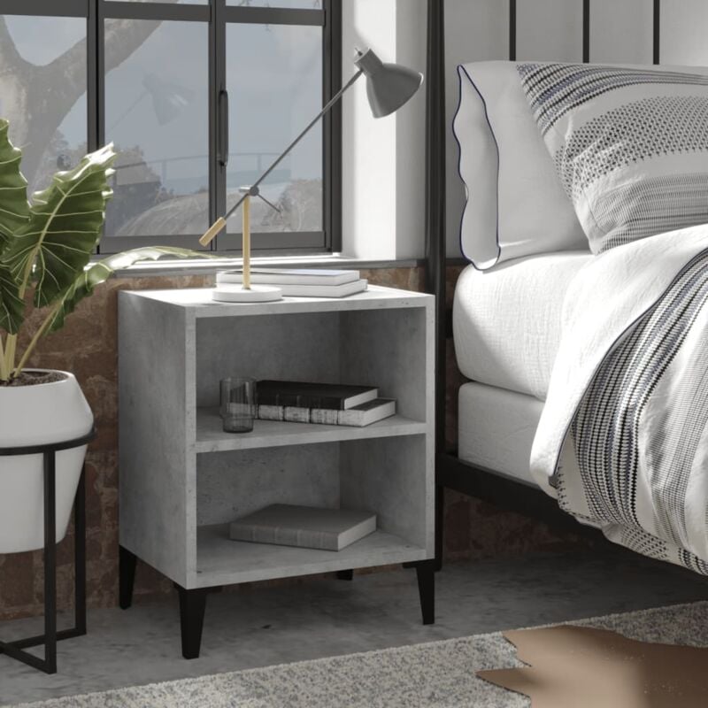 foto del prodotto comodino con gambe in metallo grigio cemento 40x30x50 cm vidaxl