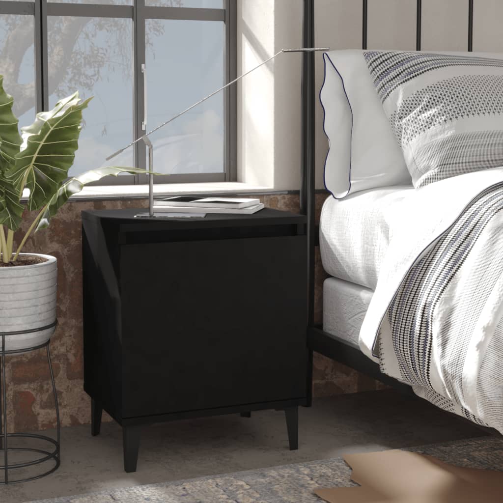foto del prodotto comodino con gambe in metallo nero 40x30x50 cm cod mxl 47673
