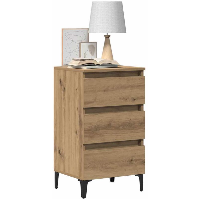 foto del prodotto comodino con gambe in metallo rovere artigianale 40x35x69 cm vidaxl