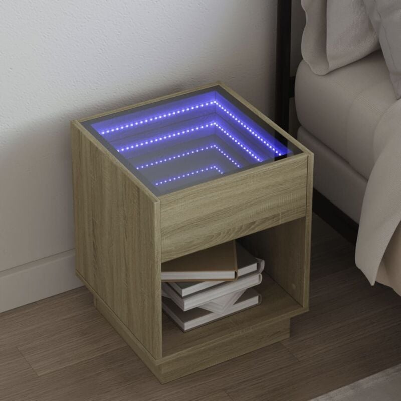 foto del prodotto comodino con led infinity rovere sonoma 40x40x50 cm vidaxl