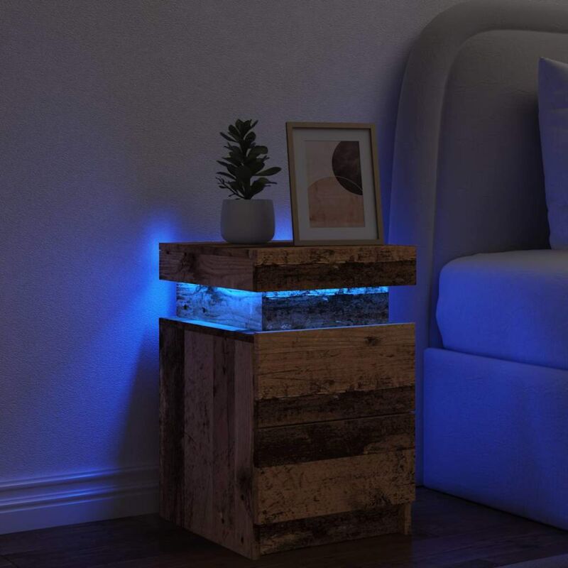 foto del prodotto comodino con led legno antico 35x39x55 cm in truciolato vidaxl