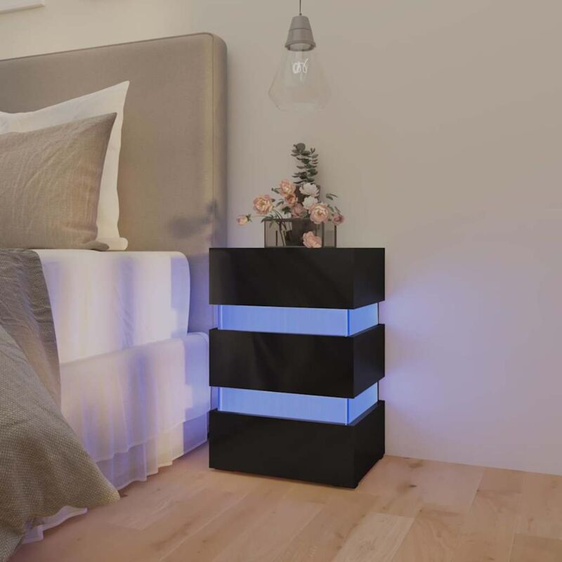 foto del prodotto comodino con led nero lucido 45x35x67 cm in legno multistrato vidaxl