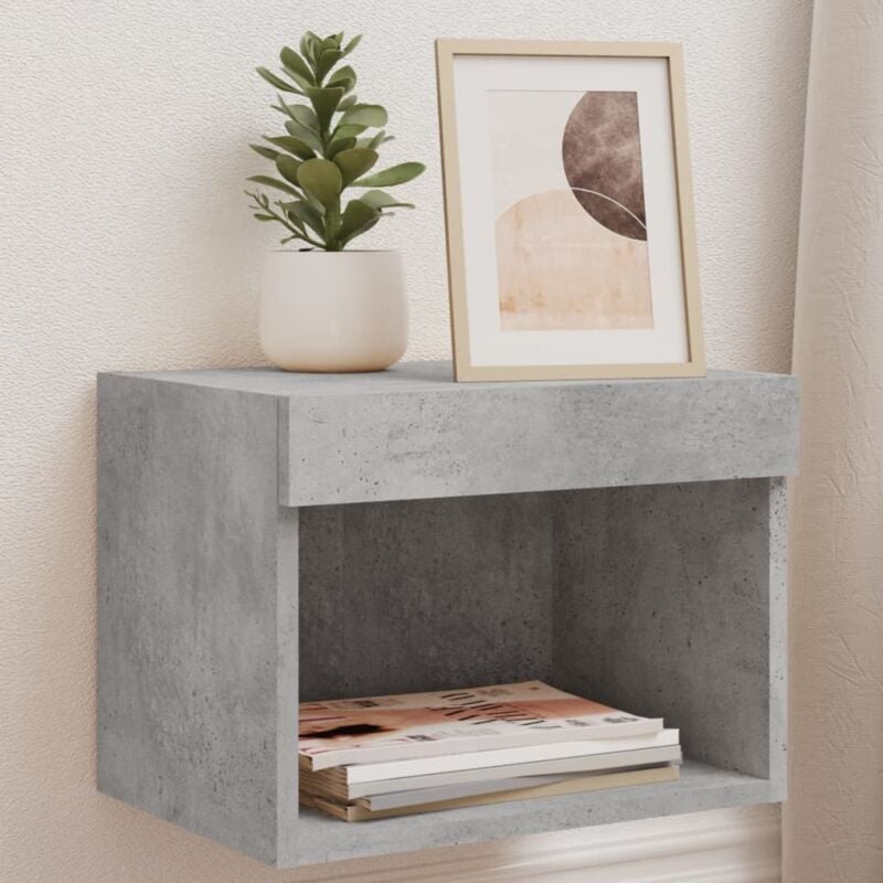 foto del prodotto comodino con luci led a parete grigio cemento vidaxl