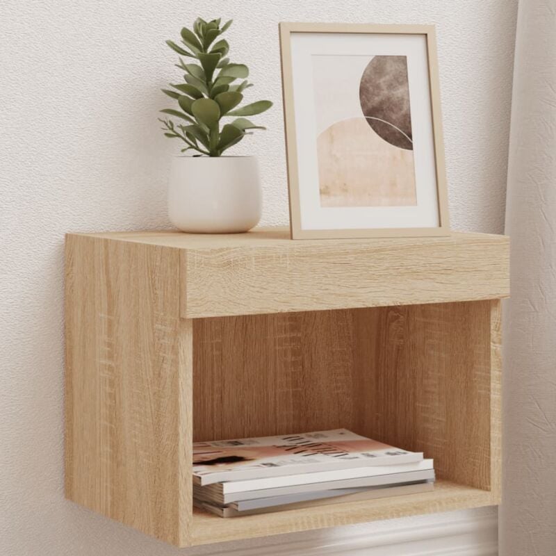 foto del prodotto comodino con luci led a parete rovere sonoma vidaxl