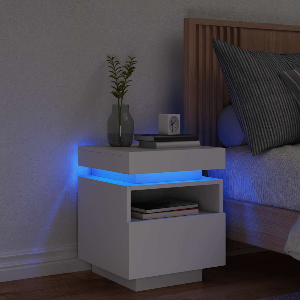 foto del prodotto comodino con luci led bianco 40x39x48,5 cm