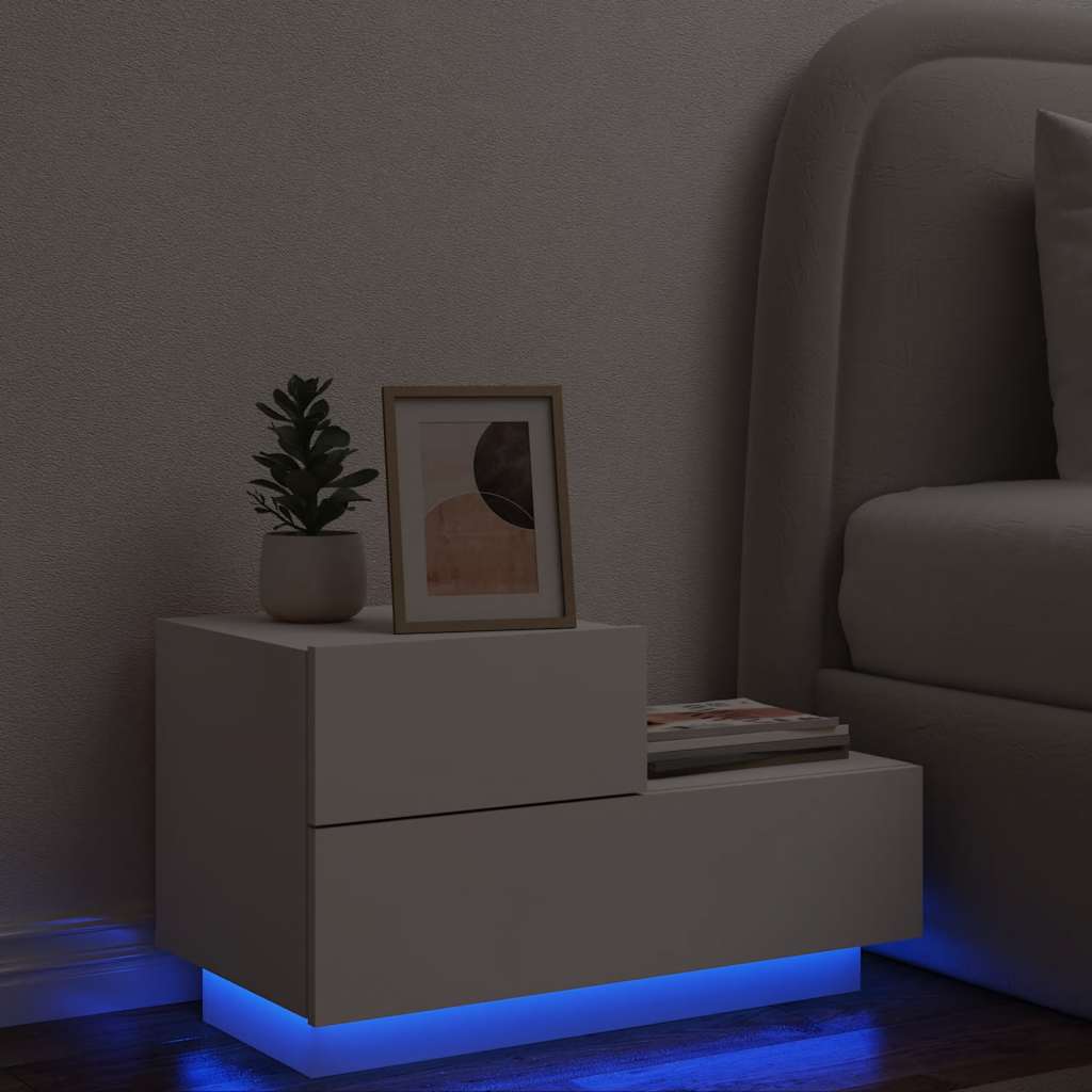 foto del prodotto comodino con luci led bianco 70x36x40,5 cmcod mxl 109155