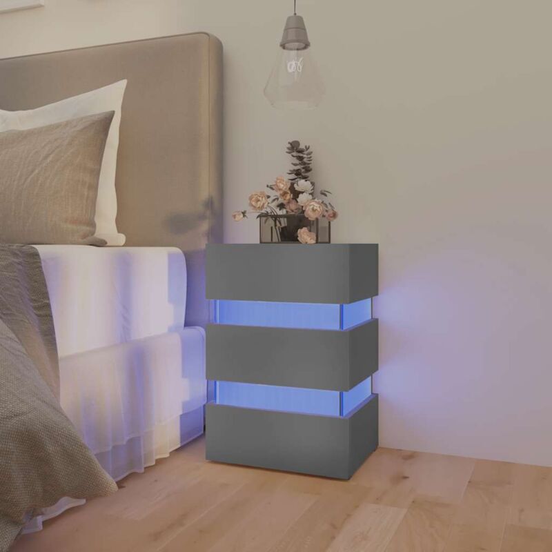 foto del prodotto comodino con luci led grigio 45x35x67 cm in legno multistrato vidaxl