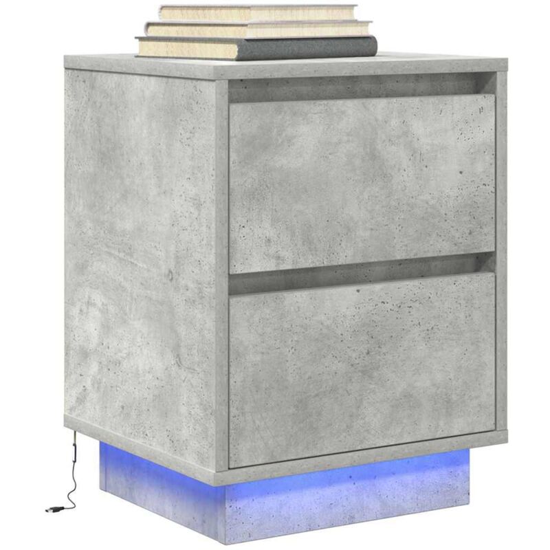 foto del prodotto comodino con luci led grigio cemento 38x34x50 cm vidaxl