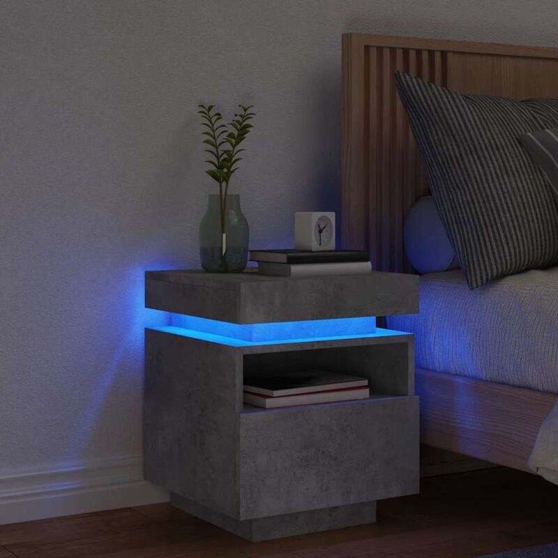 foto del prodotto comodino con luci led grigio cemento 40x39x48,5 cm vidaxl