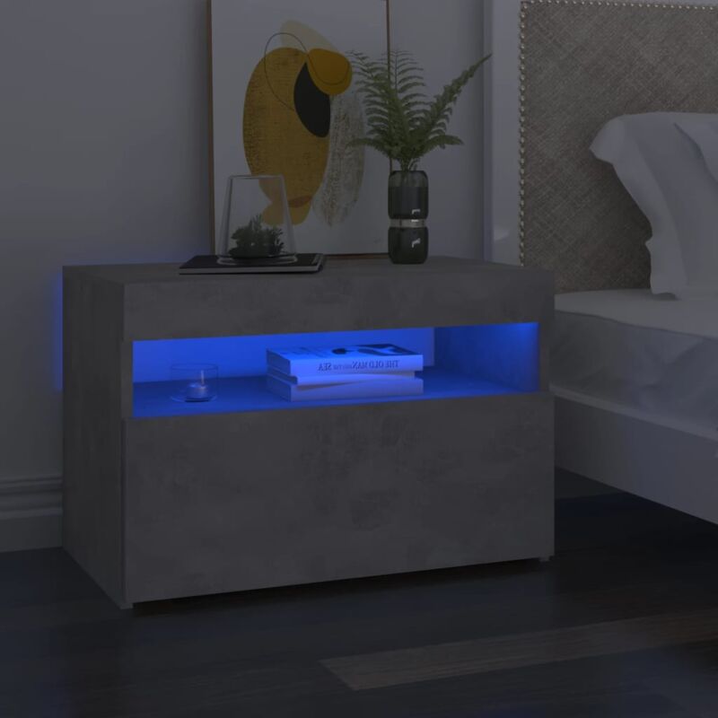 foto del prodotto comodino con luci led grigio cemento 60x35x40 cm vidaxl