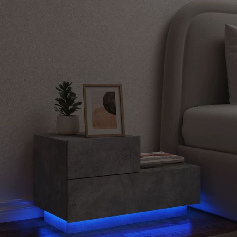 foto del prodotto comodino con luci led grigio cemento 70x36x40,5 cm vidaxl