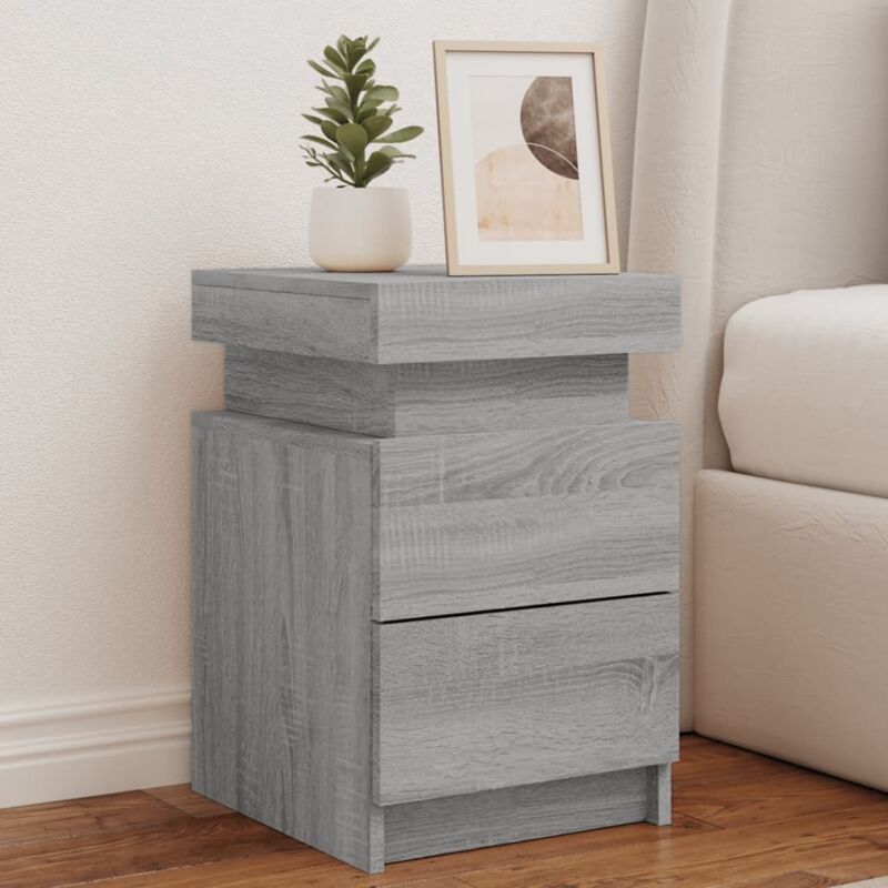 foto del prodotto comodino con luci led grigio sonoma 35x39x55 cm vidaxl