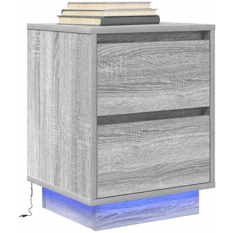 foto del prodotto comodino con luci led grigio sonoma 38x34x50 cm vidaxl