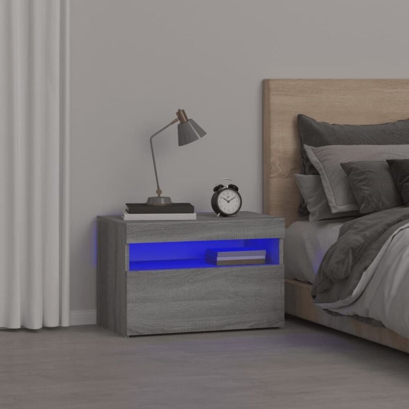 foto del prodotto comodino con luci led grigio sonoma 60x35x40 cm vidaxl