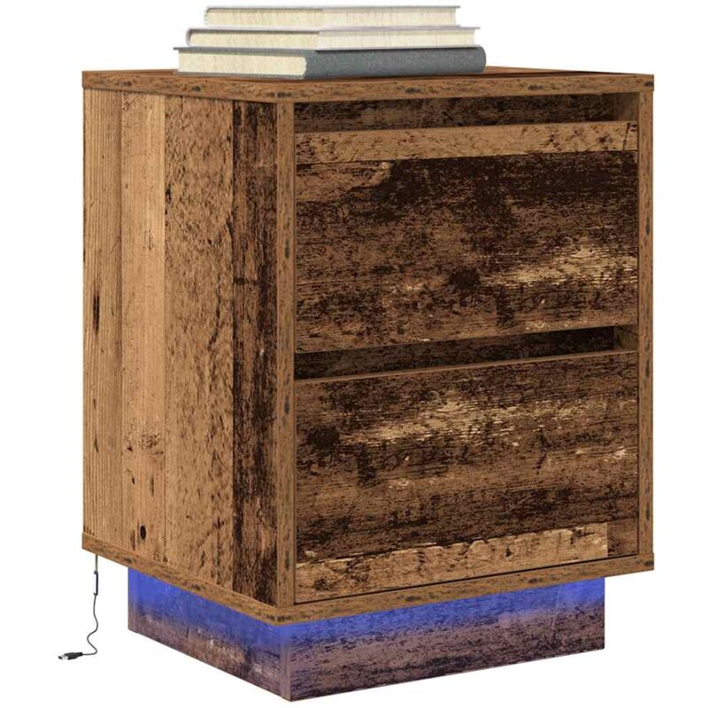 foto del prodotto comodino con luci led legno antico 38x34x50 cm vidaxl