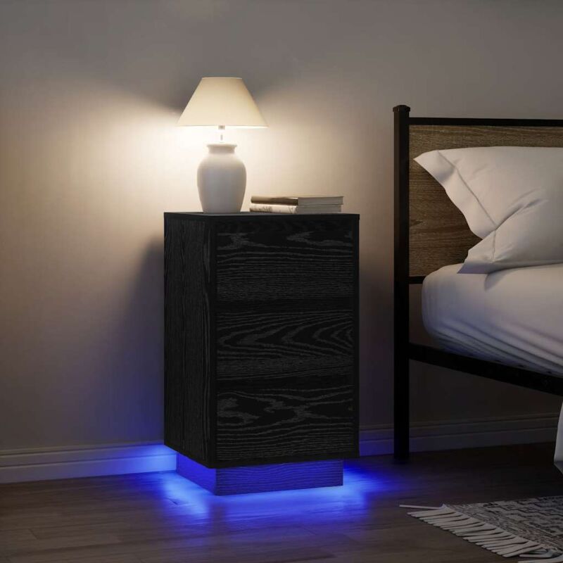 foto del prodotto comodino con luci led nero 38x34x65 cm vidaxl