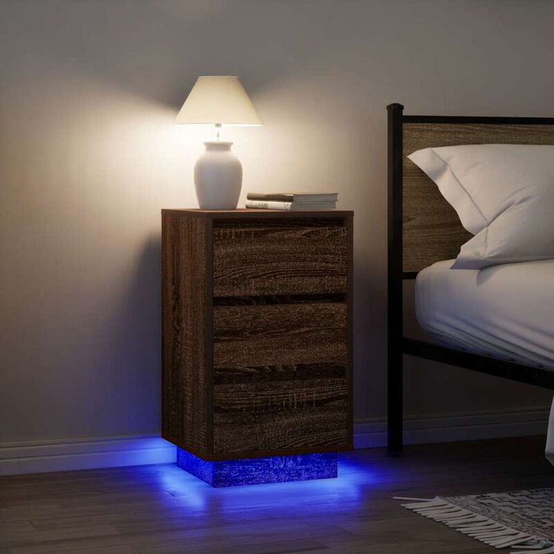 foto del prodotto comodino con luci led rovere marrone 38x34x65 cm vidaxl