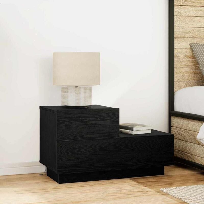 foto del prodotto comodino con luci led rovere nero 100x36x49 cm vidaxl