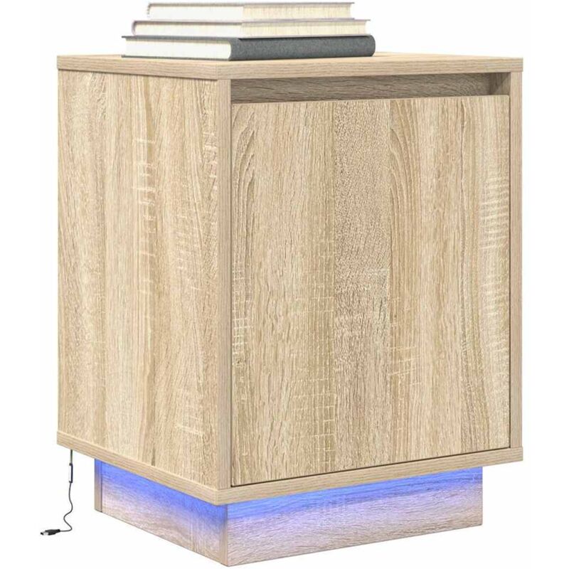 foto del prodotto comodino con luci led rovere sonoma 38x34x50 cm vidaxl